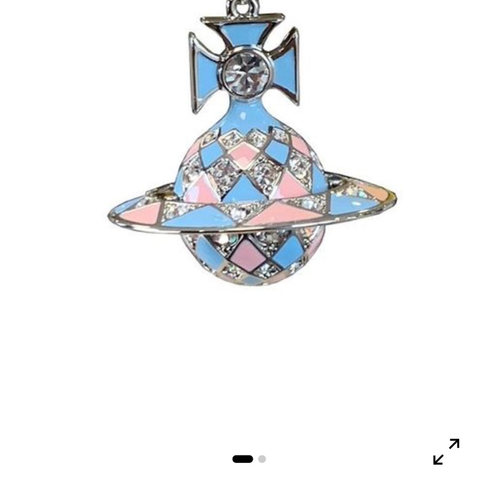 Vivienne Westwood Pink and Blue Orb Saturn enamel Pendant